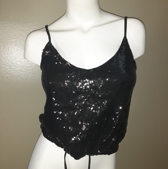 Crave Fame Tops - Black Sequin Top